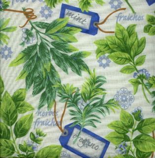 Country HERB GARDEN Blue Green Ivory FLORAL Kitchen Chair Pads Seat