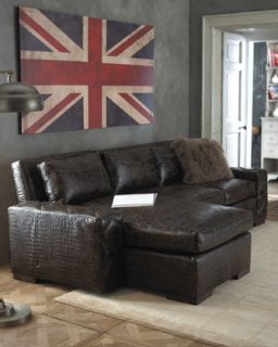 Old Hickory Tannery Crocodile Embossed Sectional   