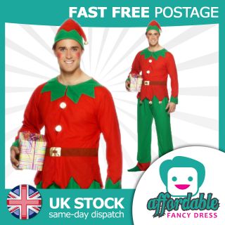 New Ladies Mens Christmas Santas Helper Elf Costume Xmas Fancy Dress