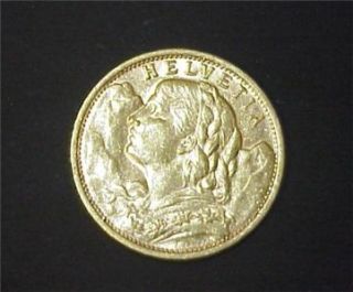 Helvetia 20 Swiss Francs 1903 B Gold Coin Key Date Excellent Condition