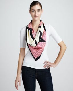 pop silk twill square scarf, pink/cream