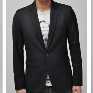 United Homme Black Luxury One Button Blazer Jacket XS L