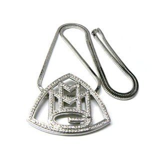 Iced Out MMG Silver Pendant and 36 Inch Franco Chain Rick Ross Maybach