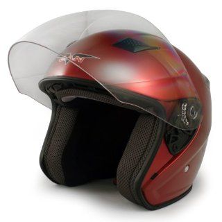 VCAN V526 Metro Open Face Helmet with Full Face Shield (Burgundy