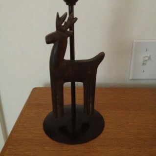 Christmas Candle Holder With Reindeer Metal And Wood 11 Inches By 5