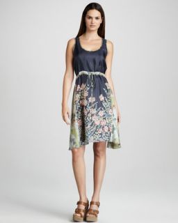 T5FPH Johnny Was Collection Lauren Drawstring Dress, Blue/Multi