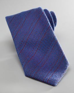 Herringbone Wool Silk Tie, Blue/Red