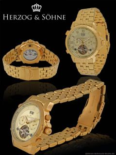 Herzog Soehne IP Gold Automatic Watch Calendar Ø43MM