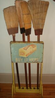  Country Store Broom Holder~HAUSWALDS BREAD~Advertising Display