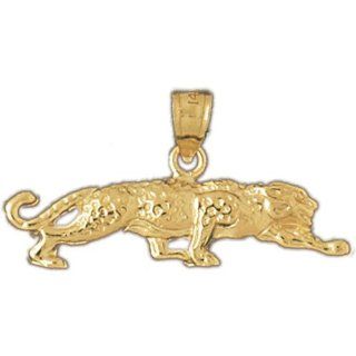 14K Yellow Gold Leopard Pendant Jewelry 
