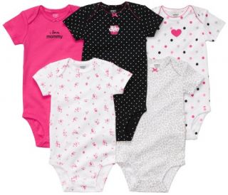 Carters Girls Newborn 24 Months Pink 5 Short Sleeve