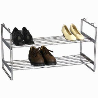 Household Essentials Stackable Two Tier Shoe Rack, Chrome