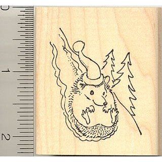 Winter Hedgehog on Slope Rubber Stamp Arts, Crafts