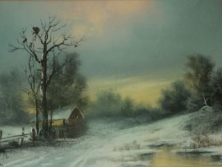 William Henry Chandler Pastel Landscape Winter Scene