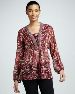  blouse available in pink multi $ 110 00 kay celine beaded neck print