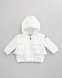 Z0WWY Moncler Avec Lightweight Ruffle Jacket, Cream