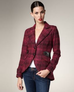 Smythe Plaid Leather Patch Jacket   