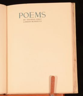 1928 Poems by Thomas Gray Eton Vellum Binding