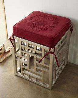 3HAV Fretwork Stool & Dragon Embroidered Cushion