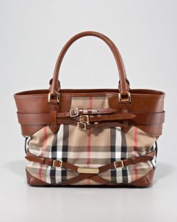 Burberry Belted Check Tote Bag, Medium   