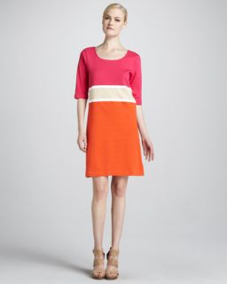 T60NU Joan Vass Colorblock Interlock Dress, Petite