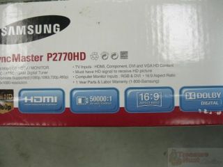 Samsung P2770HD 27 inch 1920x1080 5ms 16 7M LCD HDTV Monitor Rtl $379