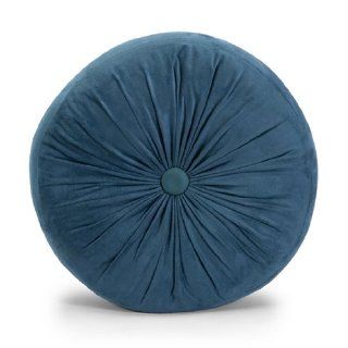 15 Cerulean Blue Plush Round Throw Pillow with Button