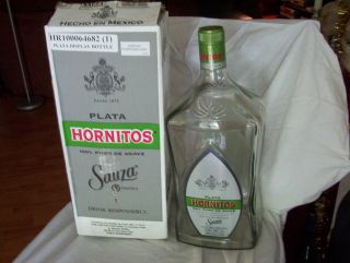 HUGE 4 LITER GLASS BOTTLE HORNITOS PLATA TEQUILA RARE STORE DISPLAY