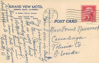 CA Hermosa Beach Grand View Motel mailed 1957 T99185