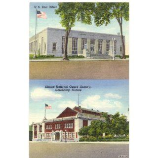 1940s Vintage Postcard Post Office and Illinois National