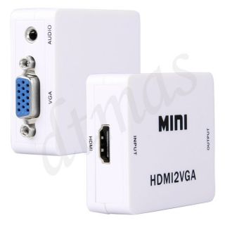 Mini HDMI to VGA HD Audio Video Converter Adapter White