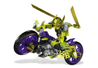 Lego 6231 Hero Factory Green Speeda Demon w Motorcycle Motor Bike Free