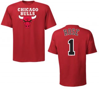 Chicago Bulls Derrick Rose Logo Front Red Name and Number NBA Jersey T