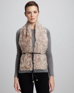 D0CCU Diane von Furstenberg Curly Lamb Fur Vest, Stucco