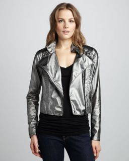  available in silver $ 98 00 blank metallic faux leather jacket $ 98