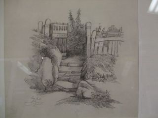 Beautiful Pencil Drawing of An Open Gate Stone Steps