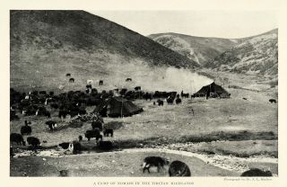 1921 Print Nomads Camp Tibetan Highlands China Landscape Shelton