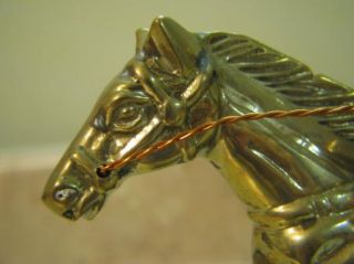 RACE HORSE & JOCKEY Brass Sculpture Marble Base STATUE/ART/FIGURE