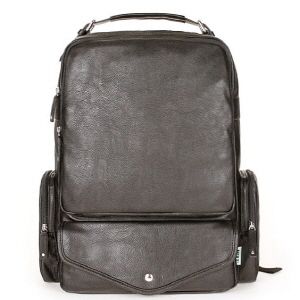 Herz Backpack 15 Laptop School Bag 2 Color Black Brown PU Leather