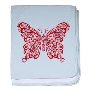 Baby Blanket Sky Blue Stylized Lacy Butterfly Everything