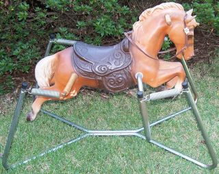 VINTAGE BOUNCY HORSE RIDE ON TOY SPRING RUBBER ROCKING RARE SMALL