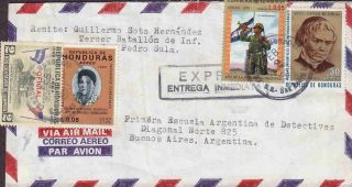 HONDURAS TO ARGENTINA AIR MAIL COVER OFFICIAL, FOREST FIRE, SOLDIER