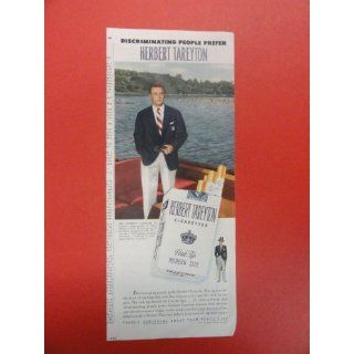 Herbert Tareyton cigarettes Magazine Print Ad.man on boat