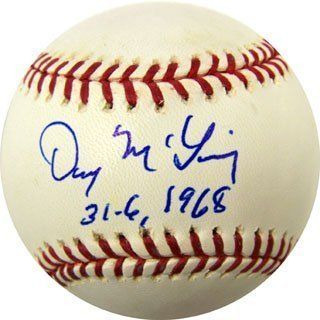 Denny McLain 31 6, 1968 Autographed / Signed Baseball