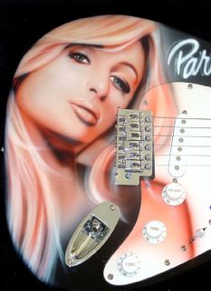 Paris Hilton Autographed Airbrush Guitar PSA DNA Video Proof UACC RD