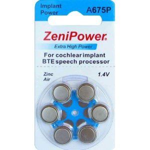 Cochlear Implant Batteries A675 Hearing Aid 6 Batteries