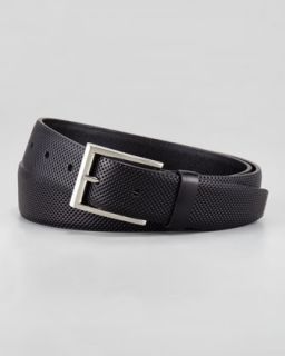 M04BE Prada Perforated Leather Belt, Black