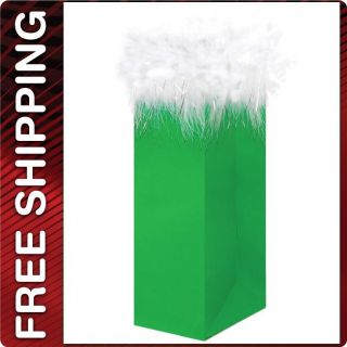 Green Hologram Wine Bag Holiday Christmas XMas Gift Wrap W/ White
