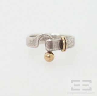  Co Sterling Silver 18K Gold Hook Eye Bracelet Ring Set Size 6