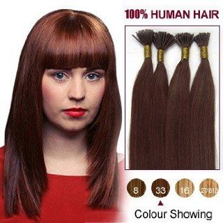  ,100s,Stick (I) Tip Human Hair Extensions #33 Dark Auburn Beauty